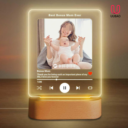 UUBAO Customized Acrylic LED Night Light Lamp Personalized Mother's Day Gifts for Bonus Mom