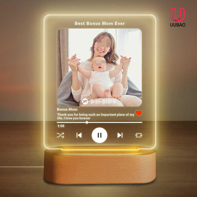 UUBAO Customized Acrylic LED Night Light Lamp Personalized Mother's Day Gifts for Bonus Mom