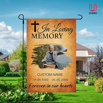 UUBAO Custom Memorial Funeral Flags - Personalized and Customized Burlap Flags for Memorial and Funeral Decoration