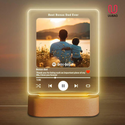 UUBAO Customized Acrylic LED Night Light Lamp Personalized Father's Day Gifts Custom Photo for Bonus Dad