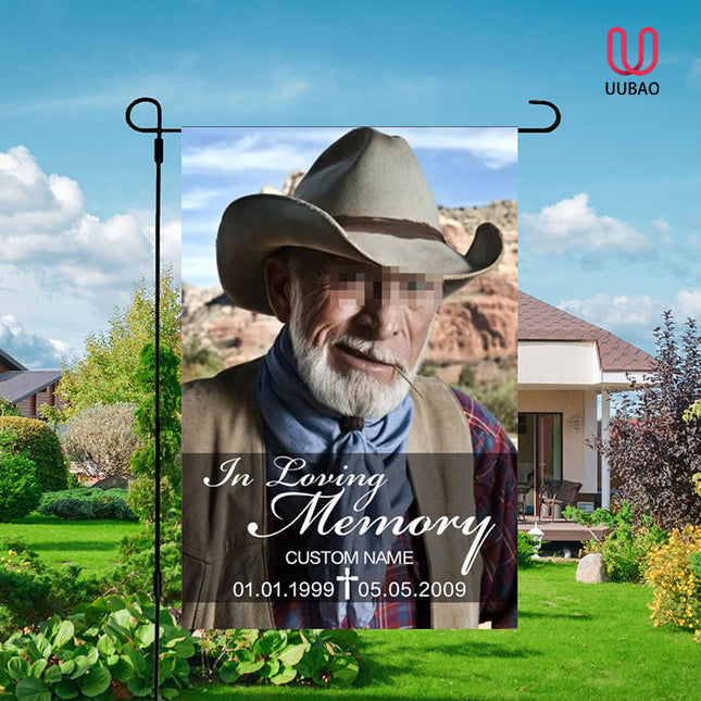 UUBAO Custom Memorial Funeral Flags - Personalized and Customized Burlap Flags for Memorial and Funeral Decoration