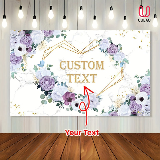 UUBAO Custom Floral Banner for Bridal Shower with Text Personalized Photography Background Couple Wedding Party Decorations