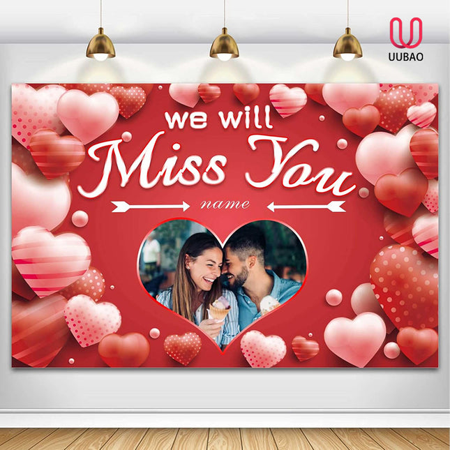 UUBAO Custom We Will Miss You Decorations Banner,Farewell Going Away Party Decorations for Anniversary Retirement Graduation Party(Red)
