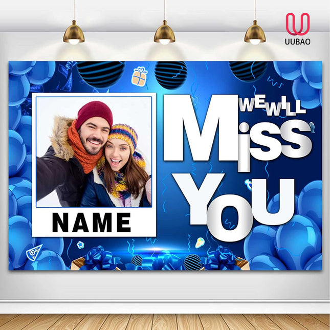 UUBAO Custom We Will Miss You Decorations Banner,Farewell Going Away Party Decorations for Anniversary Retirement Graduation Party(Navy Blue)