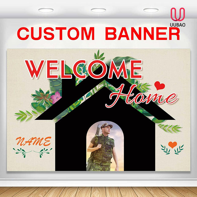 UUBAO Custom Welcome Home Banner Decoration, Yard Sign for Outdoor Decor, Military Homecoming Deployment Returning Party Supplies