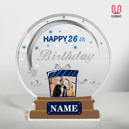 UUBAO Customized Birthday Gift Acrylic Plaque Custom Picture Crystal Desktop Keepsake Gift Birthday Decorations(Blue)