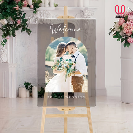 UUBAO Custom Welcome Wedding Sign with Name Personalized Acrylic Decoration for Ceremony Lawn Wedding Party Outdoor Indoor