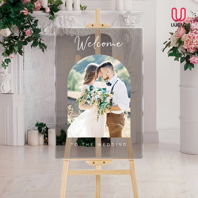 UUBAO Custom Welcome Wedding Sign with Name Personalized Acrylic Decoration for Ceremony Lawn Wedding Party Outdoor Indoor