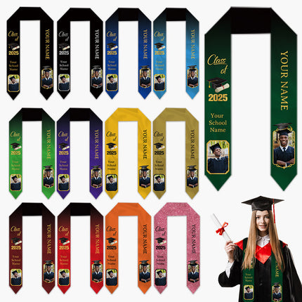 UUBAO Personalized Graduation Stole Class of 2025 Custom Academic Ceremony Shawl for Graduations Formal Events(Pink)