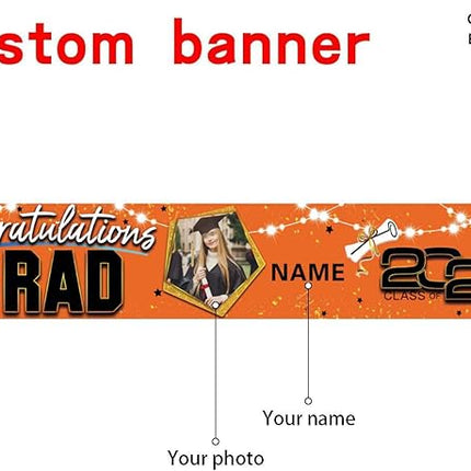 UUBAO Custom Graduation Party Decorations 2025 Personalization Congrats Grad Banner Graduation Backdrop(Orange)