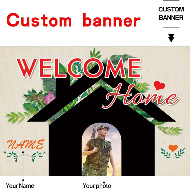 UUBAO Custom Welcome Home Banner Decoration, Yard Sign for Outdoor Decor, Military Homecoming Deployment Returning Party Supplies