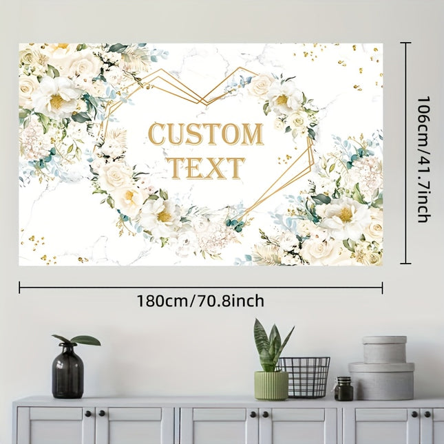 UUBAO Custom Floral Banner for Bridal Shower with Text Personalized Photography Background Couple Wedding Party Decorations