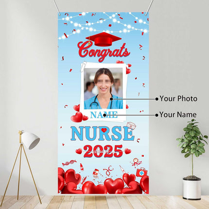 UUBAO Custom Nurse/Medical students Graduation Party Decorations Class of 2025  Front Door Porch Sign Backdrop Banner
