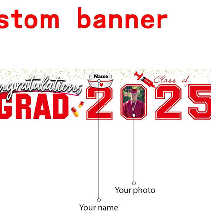 UUBAO Custom Nurse/Medical Students Graduation Party Backdrop Banner 2025 Photo Booth Prop Wall Decorations Indoor/Outdoor