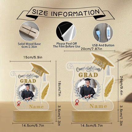 UUBAO Personalized Night Light Class of 2025 Graduation Gift for Junior High School College Teachers and Classmates(Champagne)