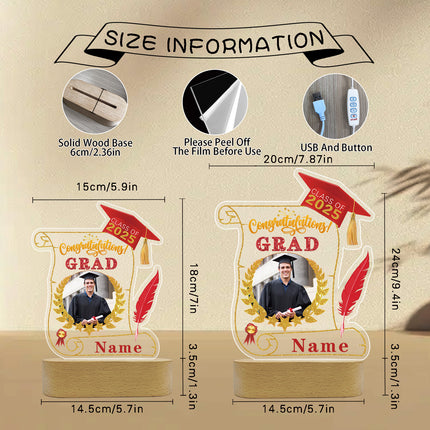 UUBAO Personalized Night Light Class of 2025 Graduation Gift for Junior High School College Teachers and Classmates(Red)