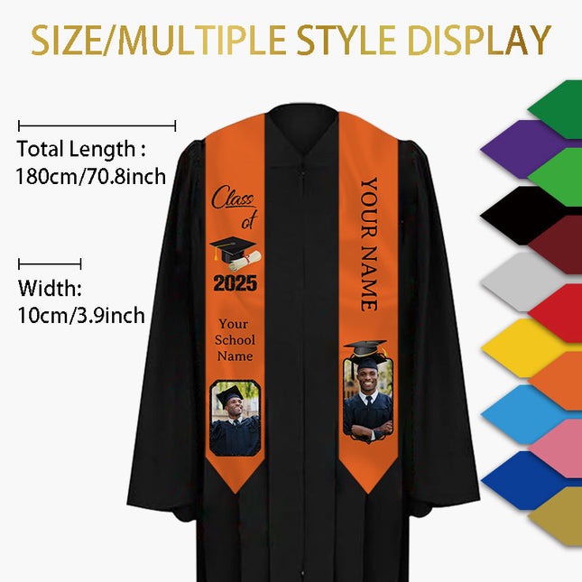 UUBAO Personalized Graduation Stole Class of 2025 Custom Academic Ceremony Shawl for Graduations Formal Events(Pink)