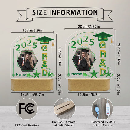 UUBAO Graduation Gifts Personalized Night Light Class of 2025 Custom Photo Name Gifts for Him Her Gifts for College, High School (Dark Green)
