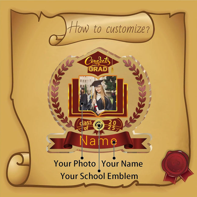 UUBAO Customized Graduation Plaque with Single Picture Custom Picture 2025 Congrats Grad Crystal Desktop Farewell Keepsake Gift (Maroon)