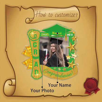 UUBAO Customized Graduation Plaque with Single Picture Custom Picture 2025 Congrats Grad Crystal Desktop Farewell Keepsake Gift (Light Green)