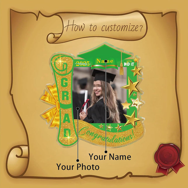 UUBAO Customized Graduation Plaque with Single Picture Custom Picture 2025 Congrats Grad Crystal Desktop Farewell Keepsake Gift (Light Green)