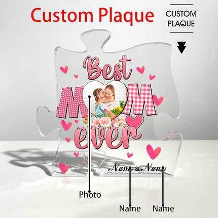 UUBAO Custom Mother‘s Day Personalized Acrylic Plaque with Photos Name Gifts for Mom (Puzzle)