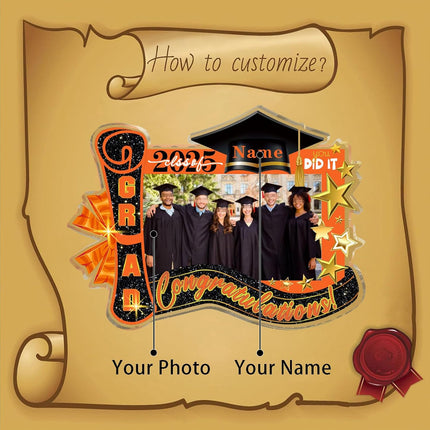 UUBAO Customized Graduation Plaque with Photo Crystal Desktop Keepsake Gift (Orange)