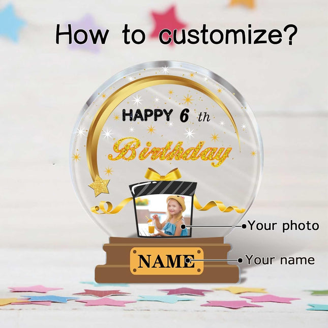 UUBAO Customized Birthday Gift Acrylic Plaque Custom Picture Crystal Desktop Keepsake Gift Birthday Decorations(Yellow)