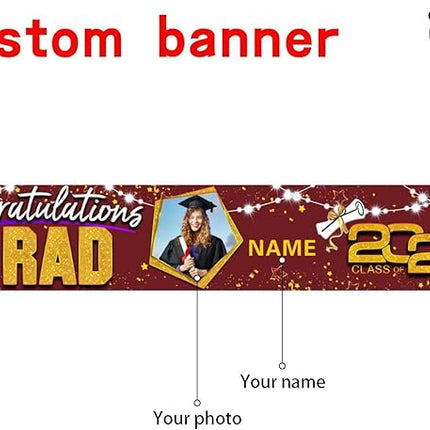 UUBAO Custom Graduation Party Decorations 2025 Personalization Congrats Grad Banner Graduation Backdrop(Maroon and Gold)