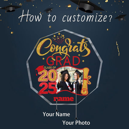 UUBAO Personalized Graduation Gift Class of 2025 Desk Paperweight Farewell Memorial Decorative Signs Plaques with Photo (Red)