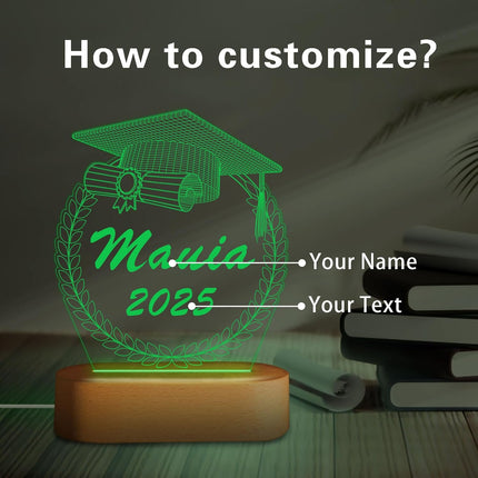 UUBAO Personalized Graduation Lamp Gifts Class of 2025 Custom Name College(Ear of Wheat)