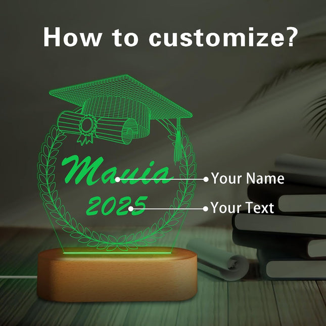 UUBAO Personalized Graduation Lamp Gifts Class of 2025 Custom Name College(Ear of Wheat)