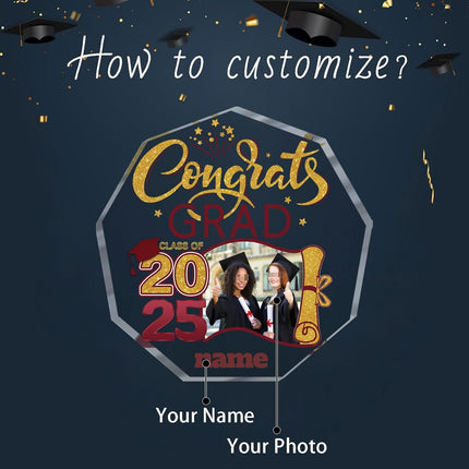 UUBAO Personalized Graduation Gift Class of 2025 Desk Paperweight Farewell Memorial Decorative Signs Plaques with Photo (Maroon)