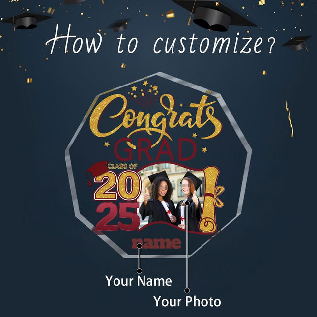 UUBAO Personalized Graduation Gift Class of 2025 Desk Paperweight Farewell Memorial Decorative Signs Plaques with Photo (Maroon)