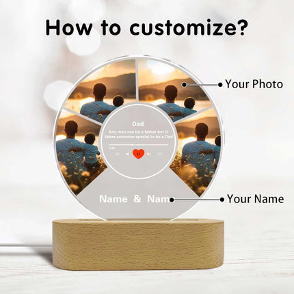 UUBAO Custom Acrylic Night Light Gifts Personalized Father's Day Gifts Acrylic LED Custom Photo Name for Dad