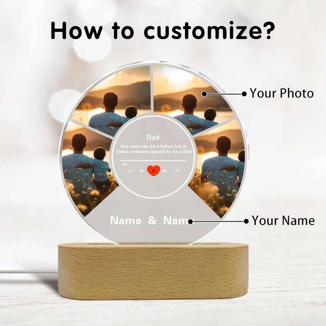 UUBAO Custom Acrylic Night Light Gifts Personalized Father's Day Gifts Acrylic LED Custom Photo Name for Dad
