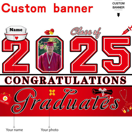 UUBAO Custom Nurse/Medical Students Graduation Party Decorations 2025 Personalization Congrats Grad Backdrop Banner