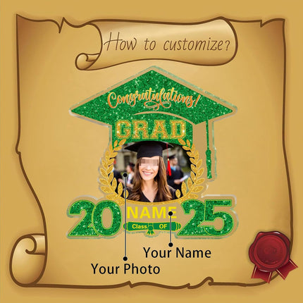 UUBAO Customized Graduation Plaque with Photo Crystal Desktop Keepsake Gift (Dark Green)