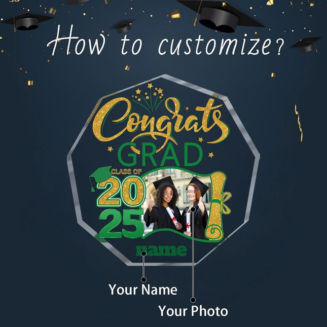 UUBAO Personalized Graduation Gift Class of 2025 Desk Paperweight Farewell Memorial Decorative Signs Plaques with Photo (Dark Green)