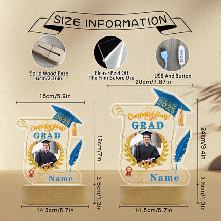 UUBAO Personalized Night Light Class of 2025 Graduation Gift for Junior High School College Teachers and Classmates(Sky Blue)