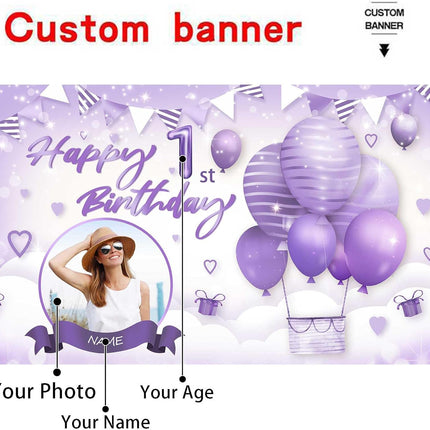 UUBAO Custom Happy Birthday Banner Backdrop Party Indoor Outdoor Car Decoration Supplies for Girl Women Boy