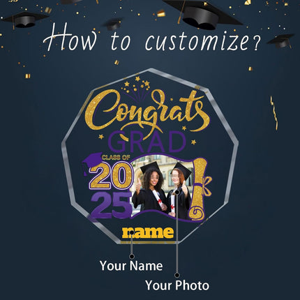 UUBAO Personalized Graduation Gift Class of 2025 Desk Paperweight Farewell Memorial Decorative Signs Plaques with Photo (Purple)
