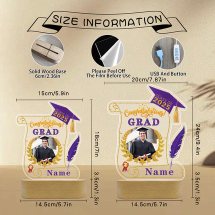 UUBAO Personalized Night Light Class of 2025 Graduation Gift for Junior High School College Teachers and Classmates(Purple)