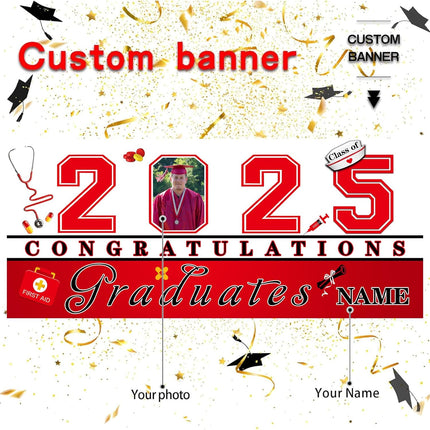 UUBAO Custom Nurse/Medical Students Graduation Garage Door Banner Cover Personalized Class of 2025 Congrats Grad Party Backdrop