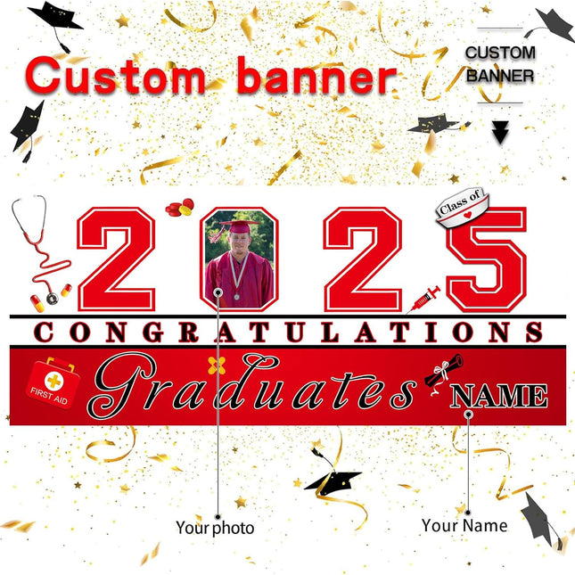 UUBAO Custom Nurse/Medical Students Graduation Garage Door Banner Cover Personalized Class of 2025 Congrats Grad Party Backdrop