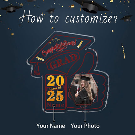 UUBAO Personalized Graduation Decorative Signs Plaques Class of 2024 Desk Paperweight Farewell Memorial Gift with Photo(Maroon)