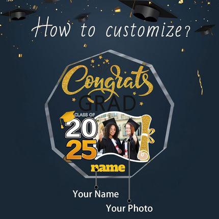 UUBAO Personalized Graduation Gift Class of 2025 Desk Paperweight Farewell Memorial Decorative Signs Plaques with Photo (Yellow)