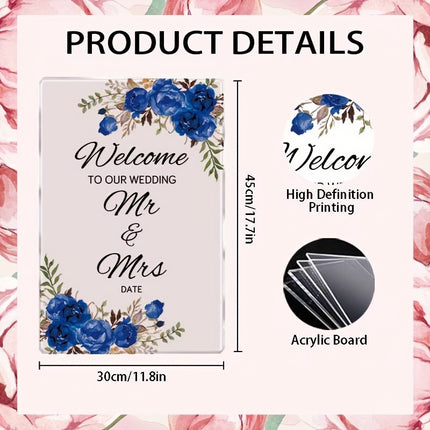 UUBAO Custom Welcome Wedding Sign with Name Personalized Acrylic Decoration for Ceremony Lawn Wedding Party Outdoor Indoor