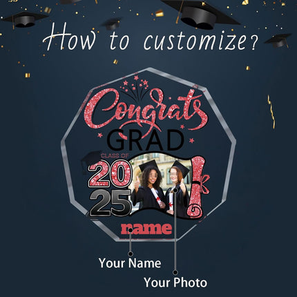 UUBAO Personalized Graduation Gift Class of 2025 Desk Paperweight Farewell Memorial Decorative Signs Plaques with Photo (Pink)