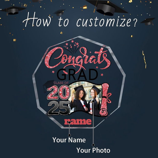 UUBAO Personalized Graduation Gift Class of 2025 Desk Paperweight Farewell Memorial Decorative Signs Plaques with Photo (Pink)